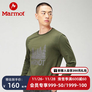 Marmot 土拨鼠 新款户外运动男款棉质弹力透气长袖T恤