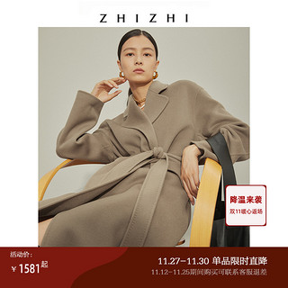 ZHIZHI 致知 女士羊毛长款大衣 ZZ21WW9002 茶棕色 M