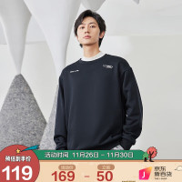 QIAODAN 乔丹 男装针织上衣休闲宽松套头卫衣男士圆领上衣男 XWD33221502A 黑色 L