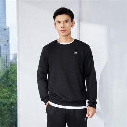 361° 361度卫衣男秋冬季男士上衣圆领运动休闲服简约舒适宽松套头圆领长袖 652234802D-6纯黑 3XL