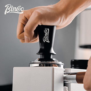 bincoo咖啡压粉器51/58mm实木柄不锈钢布粉器实心粉锤咖啡器具 升级款-弹力压粉器-灰色直径58mm