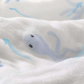 十月结晶 婴儿6层棉纱抱被 连帽款 海洋精灵 95*95cm