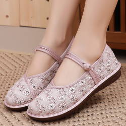 抖音超值购魅力猫春夏季新款绣花女鞋老北京布鞋平底防滑奶奶鞋盘扣