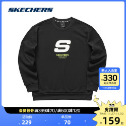 SKECHERS 斯凯奇 秋冬季男女圆领宽松卫衣情侣装加绒保暖套头衫T恤