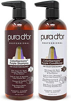 pura d'or 专业级紫色生物素色谐洗发水和护发素套装金发，银和彩色处理* - 角蛋白，竹纤维，不含硫酸盐，天然成分：男女