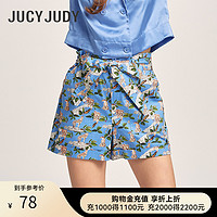 JUCY JUDY 夏装短裤女外穿蝴蝶结系带花卉印花阔腿裤JTPT321E