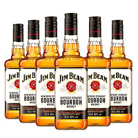 JIM BEAM 金宾 正品行货带码 美国原瓶进口金宾波本威士忌750ml*6 白占边威士忌