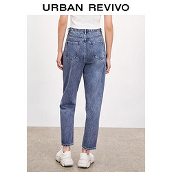 URBAN REVIVO UR新品女装潮流时尚薄款双腰头牛仔长裤WV37SBKN2000