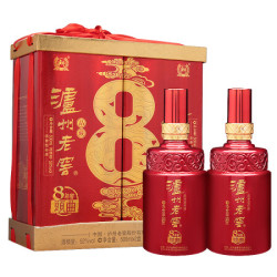 LUZHOULAOJIAO 泸州老窖 八年窖头曲 52度 浓香型白酒 500ml*2瓶 品藏礼盒