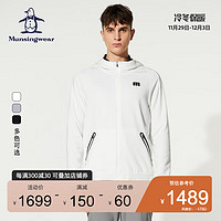 Munsingwear 万星威 高尔夫服装男士外套22秋季全新男装连帽外套户外运动弹力夹克休闲风衣 白色 M