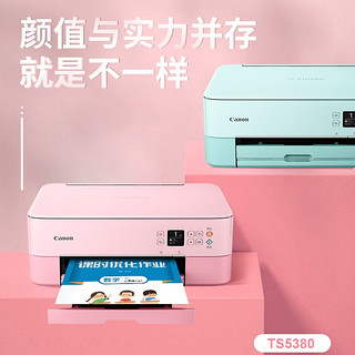 Canon 佳能 TS5380无线家用照片打印机彩色喷墨复印扫描双面一体机ts5080升级版 绿色套餐2