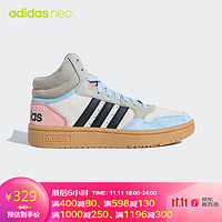 adidas 阿迪达斯 NEO 女子 运动休闲系列 HOOPS 3.0 MID 运动 休闲鞋HP3105 37码UK4.5码 米色/灰色/粉色/蓝色 38.5