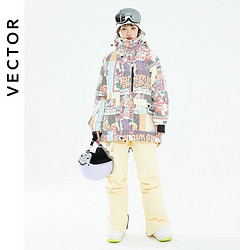 Vector 滑雪服女单板装备加厚保暖防水滑雪衣雪裤套装滑雪大pro范 童年漫想+黄裤S