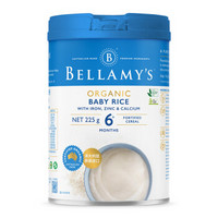 BELLAMY'S 贝拉米 有机婴幼儿辅食 二价铁高铁米糊 6个月以上 原味大米粉225g