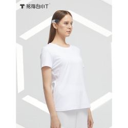 拇指白小T 一代白色新疆长绒棉短袖t恤 圆领男女同款纯色动感标透气穿纯棉t恤 白色动感标女款 S
