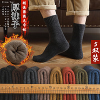 Fiton Ton 5双装袜子男长筒袜男袜子秋冬季高帮毛圈地板男袜加厚保暖袜  NYZ0138 均码
