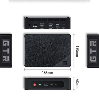 Beelink 零刻 GTR6 六代锐龙版 迷你台式机 深黑色+网格黑（锐龙9-6900HX、核芯显卡、32GB、500GB SSD）