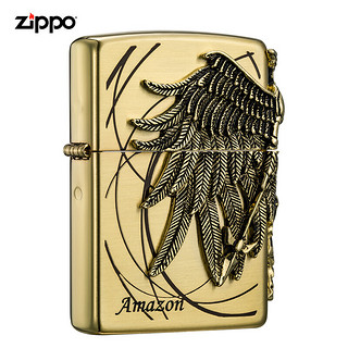 ZIPPO 之宝 ZBT-1-36 亚马逊女战士金 拉丝镀金蚀刻三面徽章 煤油防风火机 金色