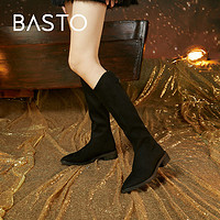 BASTO 百思图 冬季新款潮流经典搭配弹力靴高筒瘦瘦靴女长靴MD810DG1