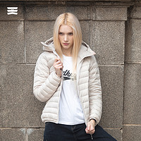 Highrock天石户外男女短款羽绒服内胆轻量保暖防寒服 女款 茶白色 S