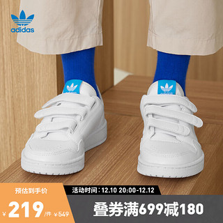 adidas 阿迪达斯 官方三叶草NY 90 CF C男小童冬季魔术贴舒适运动板鞋小白鞋 白/肉色/蓝色 32(195mm)