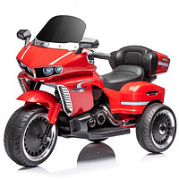 小嘎子 儿童电动车摩托车可坐人三轮车男女宝宝3-4-5-6-7-8-9岁小孩电动车 红色+12V7电瓶+皮革软座+双驱动