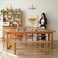 席作家具 莫比恩餐桌北欧实木大板桌子日式家用橡木岛台餐桌椅组合