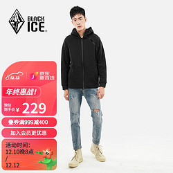 BLACKICE 黑冰 22秋冬新款户外男女款连帽开衫卫衣休闲衣 黑色 L