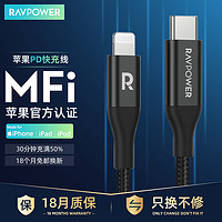 RAVPOWER 睿能宝 MFi认证 CtoLightning线 1米