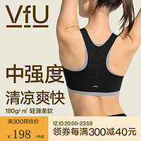 VFU 不将就 拼色前拉链运动内衣女全贴合易穿脱健身训练瑜伽文胸夏 黑色 S