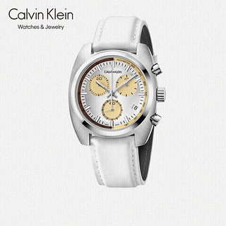 Calvin Klein CK凯文克莱（Calvin Klein）Achieve 雅趣系列 白色皮带圆盘男表 带日历石英表 K8W371L6（表盘:43*49MM）