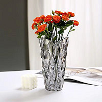 集简 季 法式斜纹玻璃花瓶ins风透明桌面富贵竹玫瑰插花水培客厅摆件