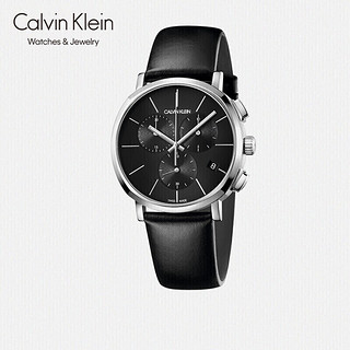 Calvin Klein CK凯文克莱（Calvin Klein）Posh 铂时系列 黑色皮带圆盘男表 带日历石英表 K8Q371C1（表盘:42MM）
