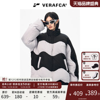 VERAFCA VFC/VERAF CA拼接撞色波浪白鸭绒羽绒服男2022冬季潮牌保暖外套厚