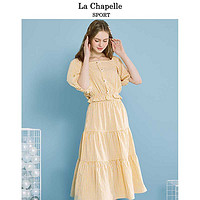 La Chapelle 旗下Sport夏季分体连衣裙法式复古短款收腰格纹上衣套装J