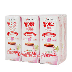 Binggrae 宾格瑞 草莓味牛奶饮料 200ml*6盒