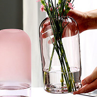 QUANYUE 全悦 欧式简约花瓶创意INS玻璃花器客厅餐桌小口家居鲜花插画工艺品