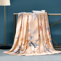 FUANNA 富安娜 缤纷花影 法兰绒毛毯 黄色 180*200cm