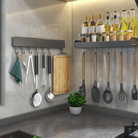 YWEEL 一卫 999778 免打孔厨房挂架 枪灰色 400*9*50mm 8钩款