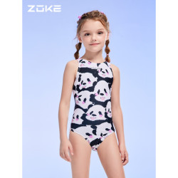 ZOKE 洲克 儿童泳衣女童连体三角卡通印花训练游泳衣122625826  165