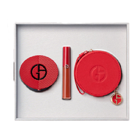 ARMANI beauty 阿玛尼彩妆 彩妆组合礼盒装 (臻致丝绒哑光唇釉#405番茄红6.5ml+轻垫菁华粉底液#3 15g) 圣诞限定版