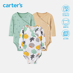 Carter's 孩特 新生儿纯棉三角爬服斜扣连体衣1-6月婴儿四季长袖和尚服