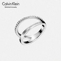Calvin Klein 描绘系列 银色双圈镶嵌戒指 KJ6VMR040108