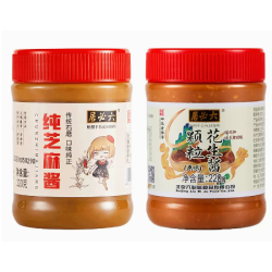 六必居 纯芝麻酱 220g+颗粒花生酱 220g