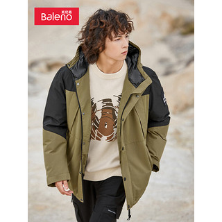 Baleno 班尼路 秋冬新款休闲连帽拼接中厚服男长袖简约保暖外套 01G6 XL