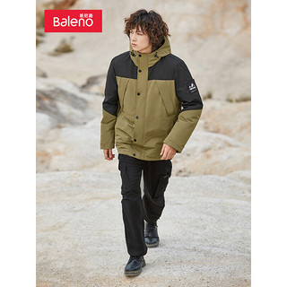 Baleno 班尼路 秋冬新款休闲连帽拼接中厚服男长袖简约保暖外套 01G6 XL