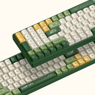 IQUNIX F97 露营 100键 2.4G蓝牙 多模无线机械键盘 绿白色 Cherry青轴 无光