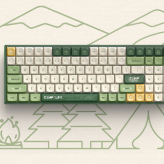 IQUNIX F97 露营 100键 2.4G蓝牙 多模无线机械键盘 绿白色 Cherry茶轴 RGB