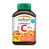 Jamieson 健美生 维生素C咀嚼片-水蜜桃味120片/瓶   成人维生素  加拿大进口
