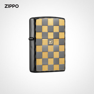 ZIPPO 之宝 ZBT-1-12 格子 黑冰蚀刻镀金填充 煤油防风火机